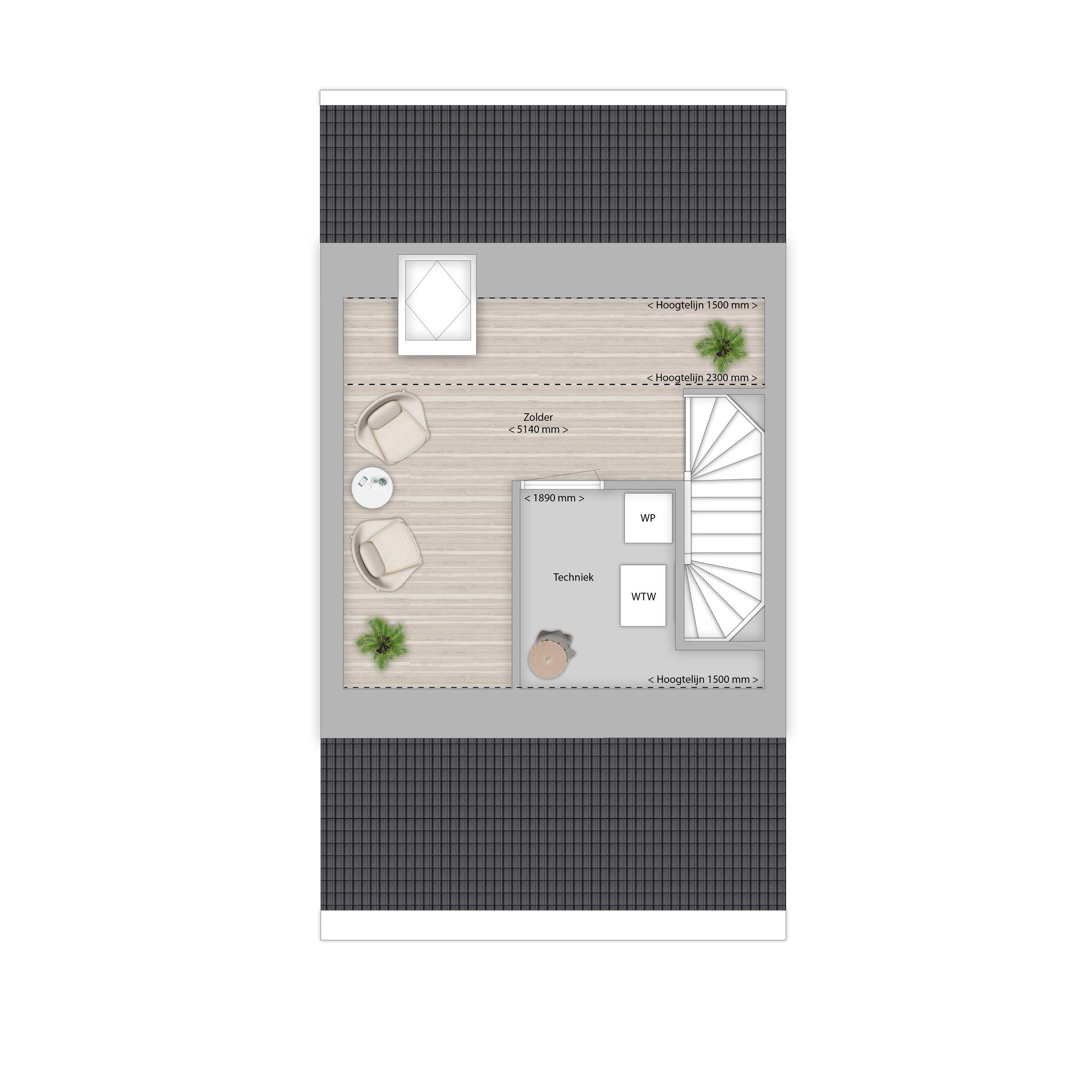 Plattegrond tweede verdieping bouwnummer 2 type A, Da Vinci Rosmalen