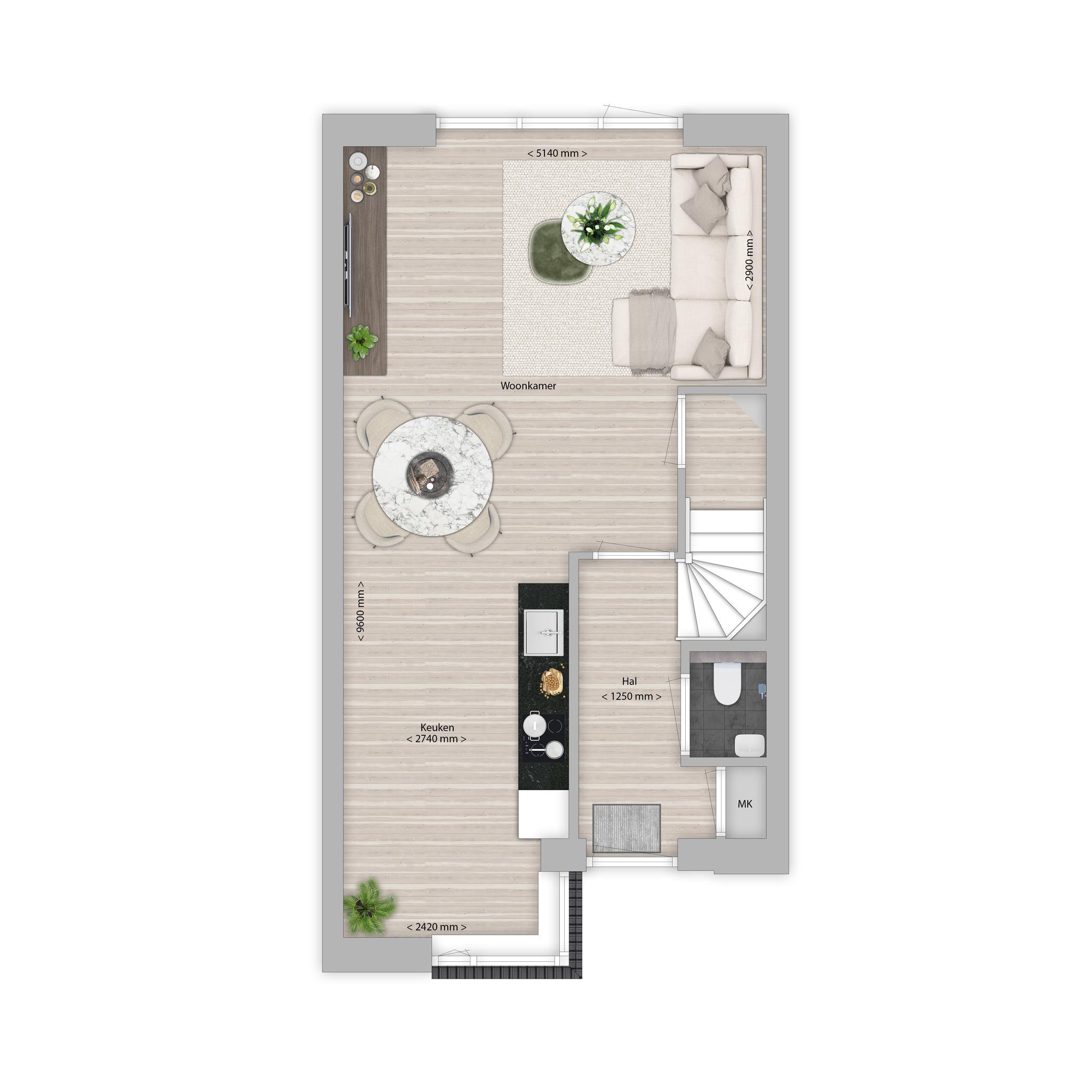 Plattegrond begane grond bouwnr. 5 type C, Da Vinci Rosmalen