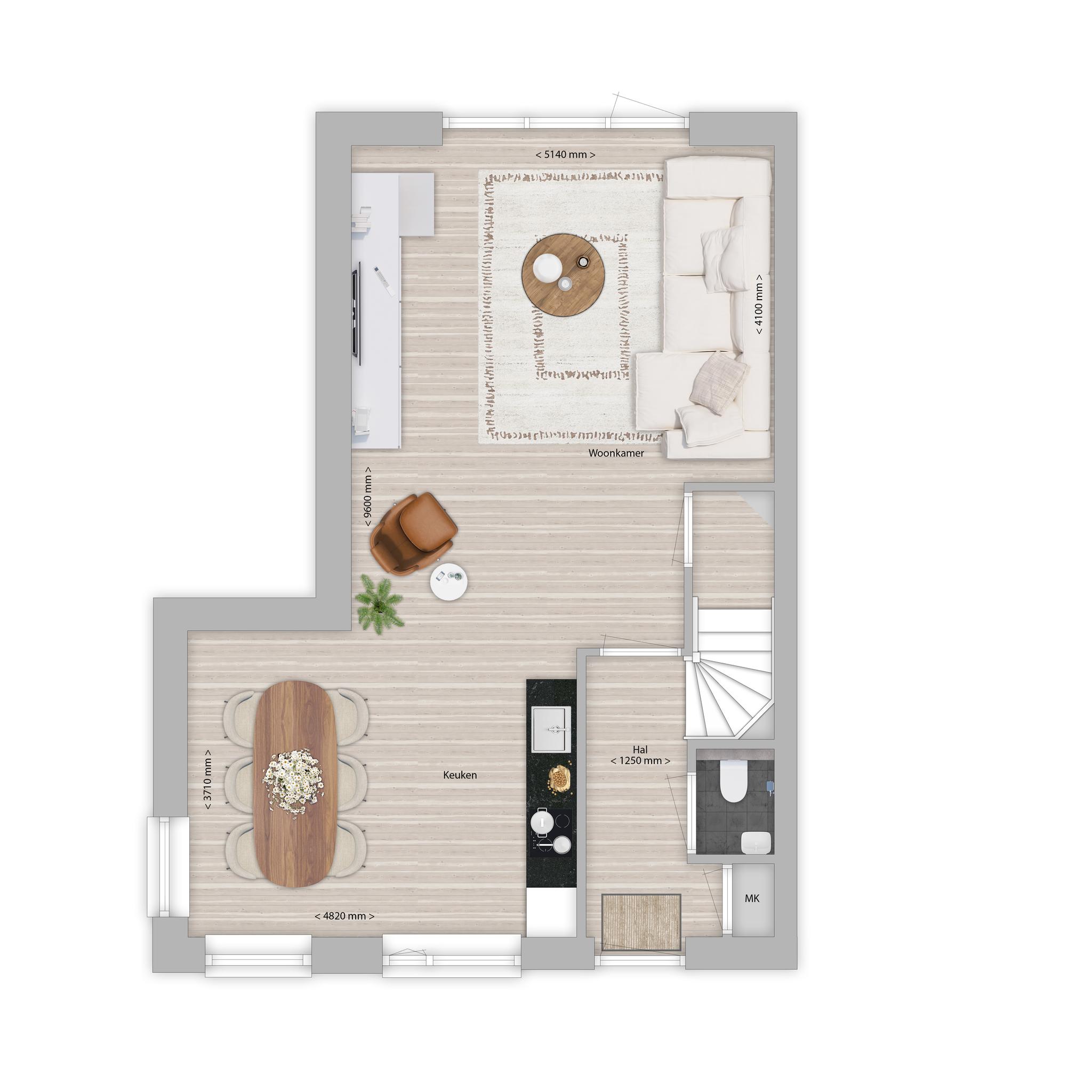 Plattegrond begane grond bouwnr. 20 type D, Da Vinci Rosmalen